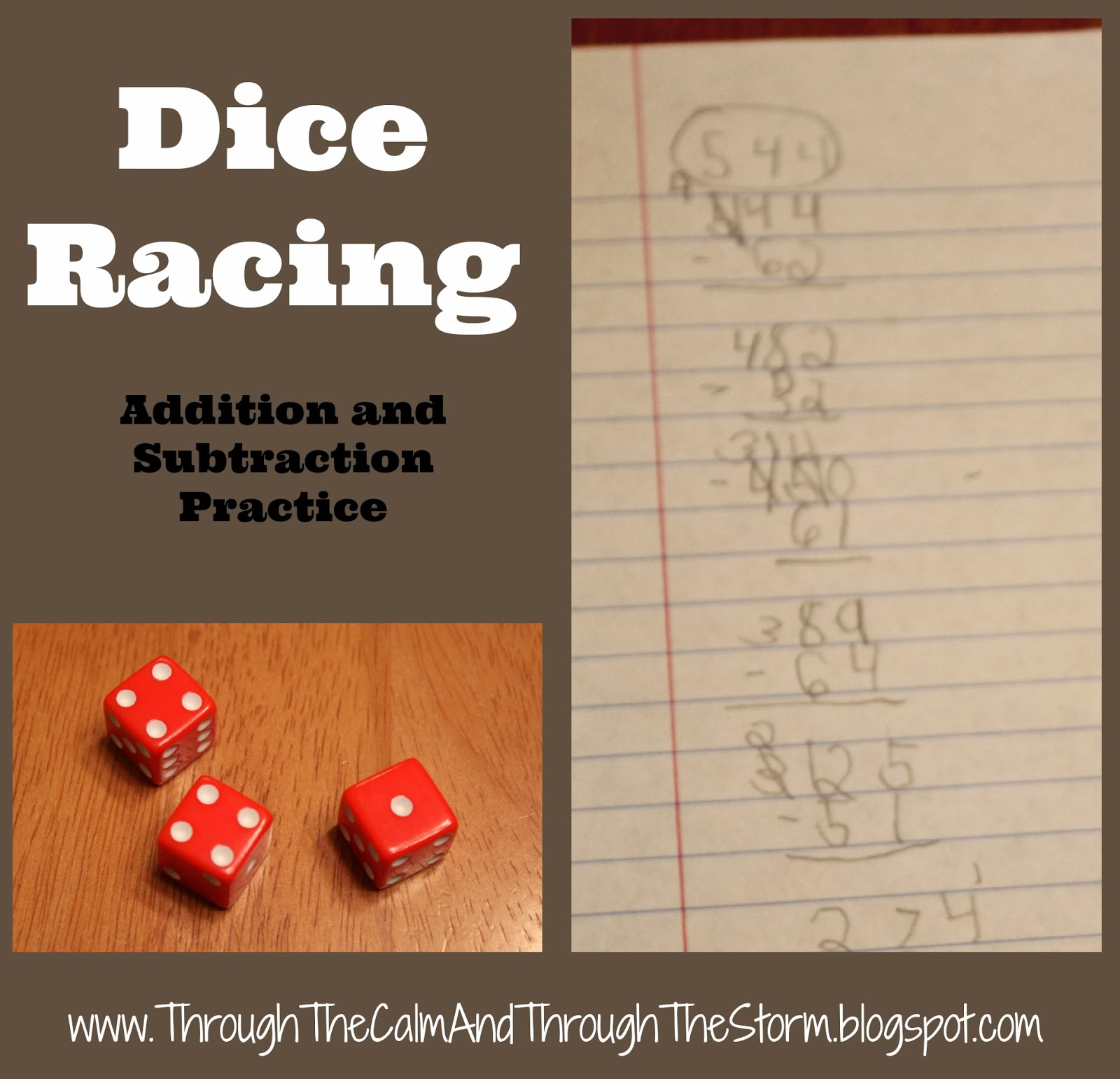 Through the Calm and Through the Storm Dice Racing {Addition