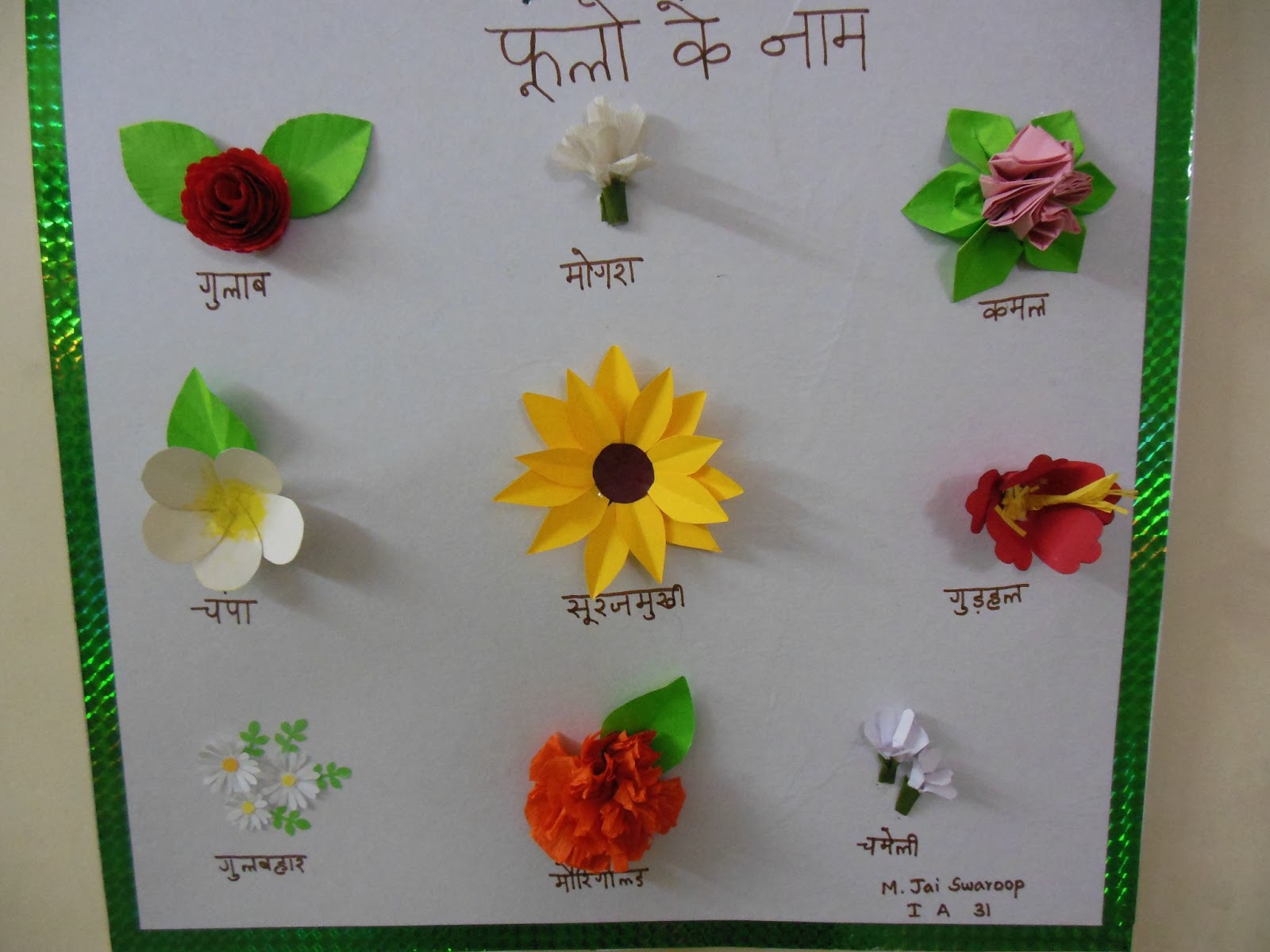 colors of my crafty world flowers school project flower chart design