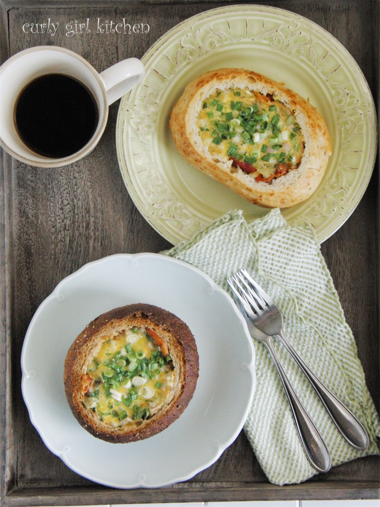 Curly Girl Kitchen Egg, Onion and Prosciutto Bread Bowls