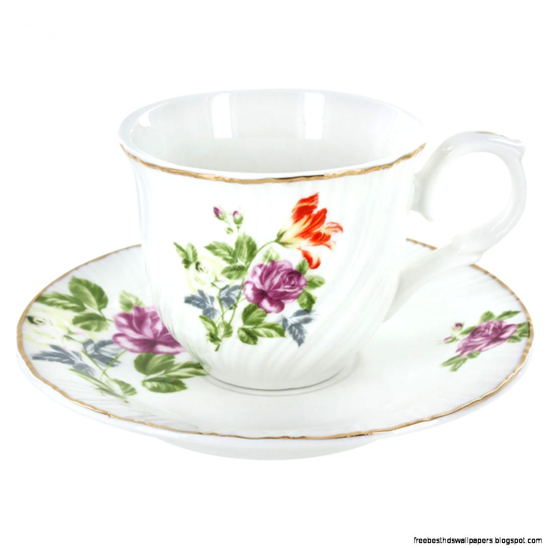 Summertime Flowers Tea Cups and Saucers Set of 6 Summertime Flowers Tea Cups and Saucers Set of 6