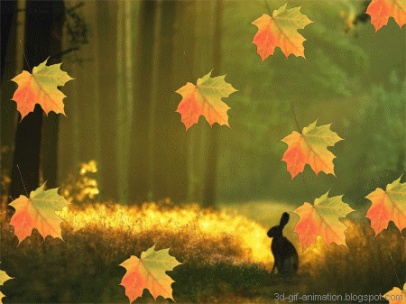 3D Gif Animations - Free download i love you images photo background  screensaver e-cards: ......autumnal landscape  with hares and leaves in the air ... not SHOOT hares .....Animated Gifs,  Animations : Autumn