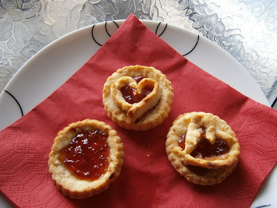 jam tarts with a heart shaped center 