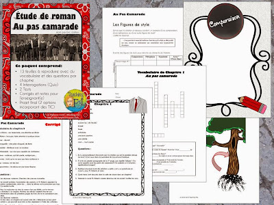Au pas camarade teaching material cover, sample student handout, additional pages by Teaching FSL
