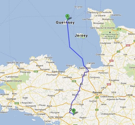 Guernsey to my sister's house via St. Malo