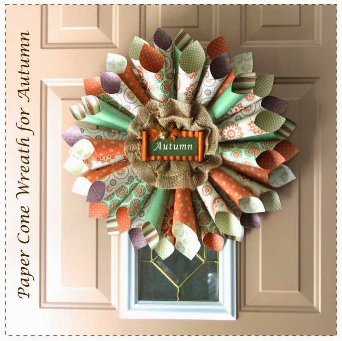 Flannel Jammies Farm a paper cone wreath tutorial for Autumn...