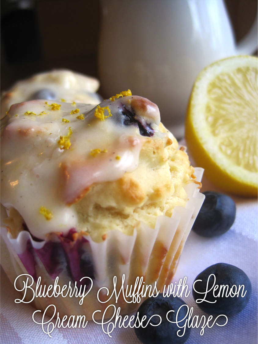 Geery, Party of Two Blueberry Muffins with a Lemon Cream Cheese Glaze