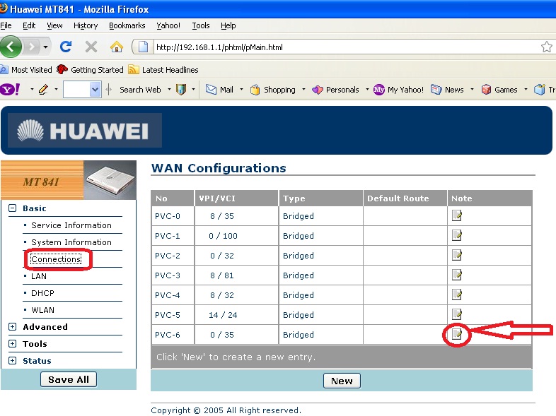 DSL Broadband Modem configuration Huawei SmartAX MT841 Netvuze