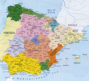 Carte Espagne Ville Région politiques