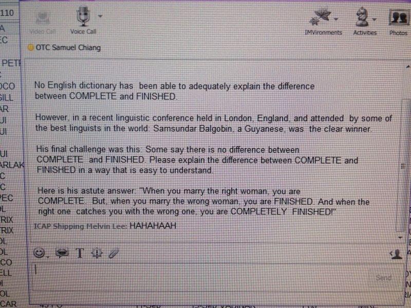 Joke The Difference between Complete and Finished