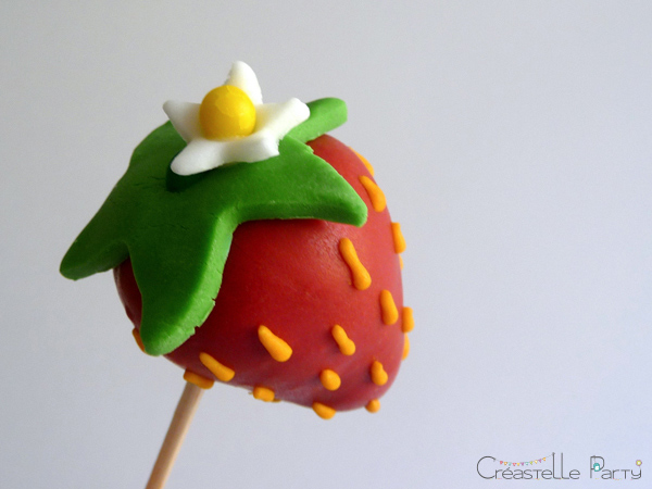 strawberry cake pops with flower