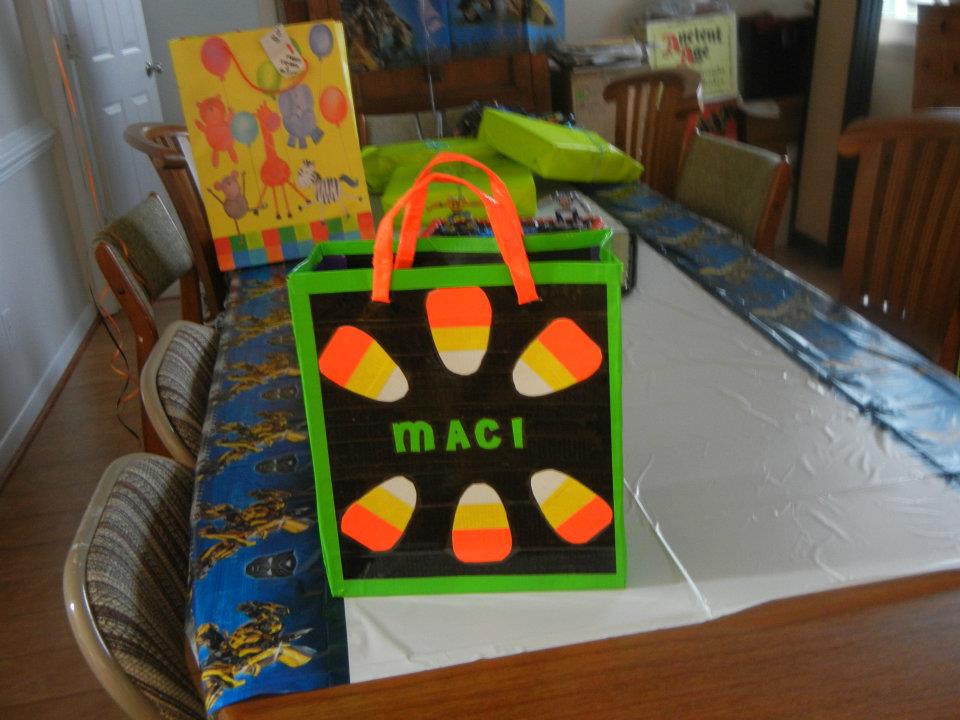 Craft Zombie halloween treat bags (duct tape)