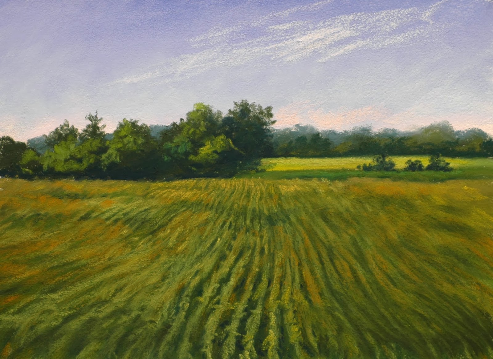 Pastel Landscape Paintings By Susan Klabak FIELD IN MOTION 8.5 x 11"