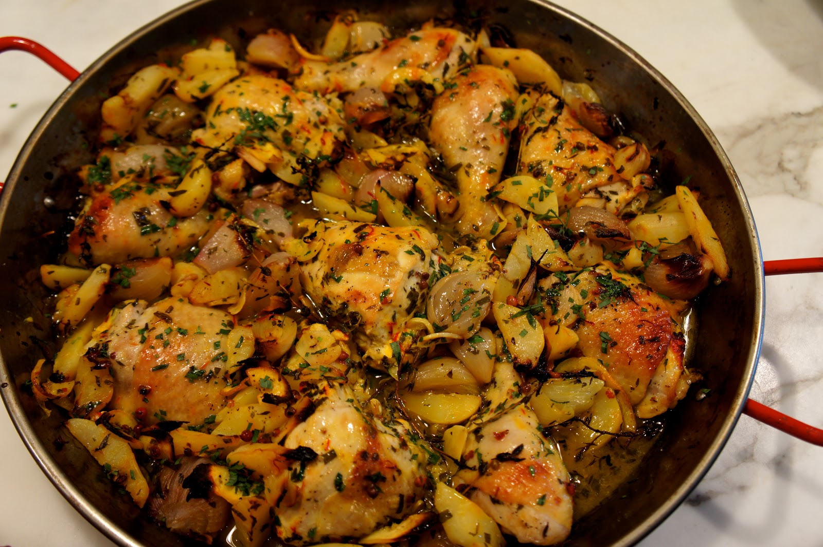 Roasted Chicken with Jerusalem Artichoke and Lemon and Mejadra