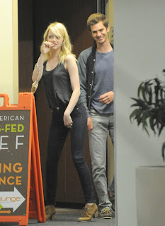 Emma Stone dancing in front of a restaurant in West Hollywood