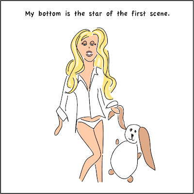 Cartoon Rosie Huntington-Whiteley in underpants