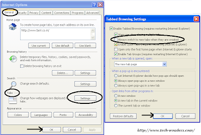 Internet Explorer Tabbed Browsing Settings