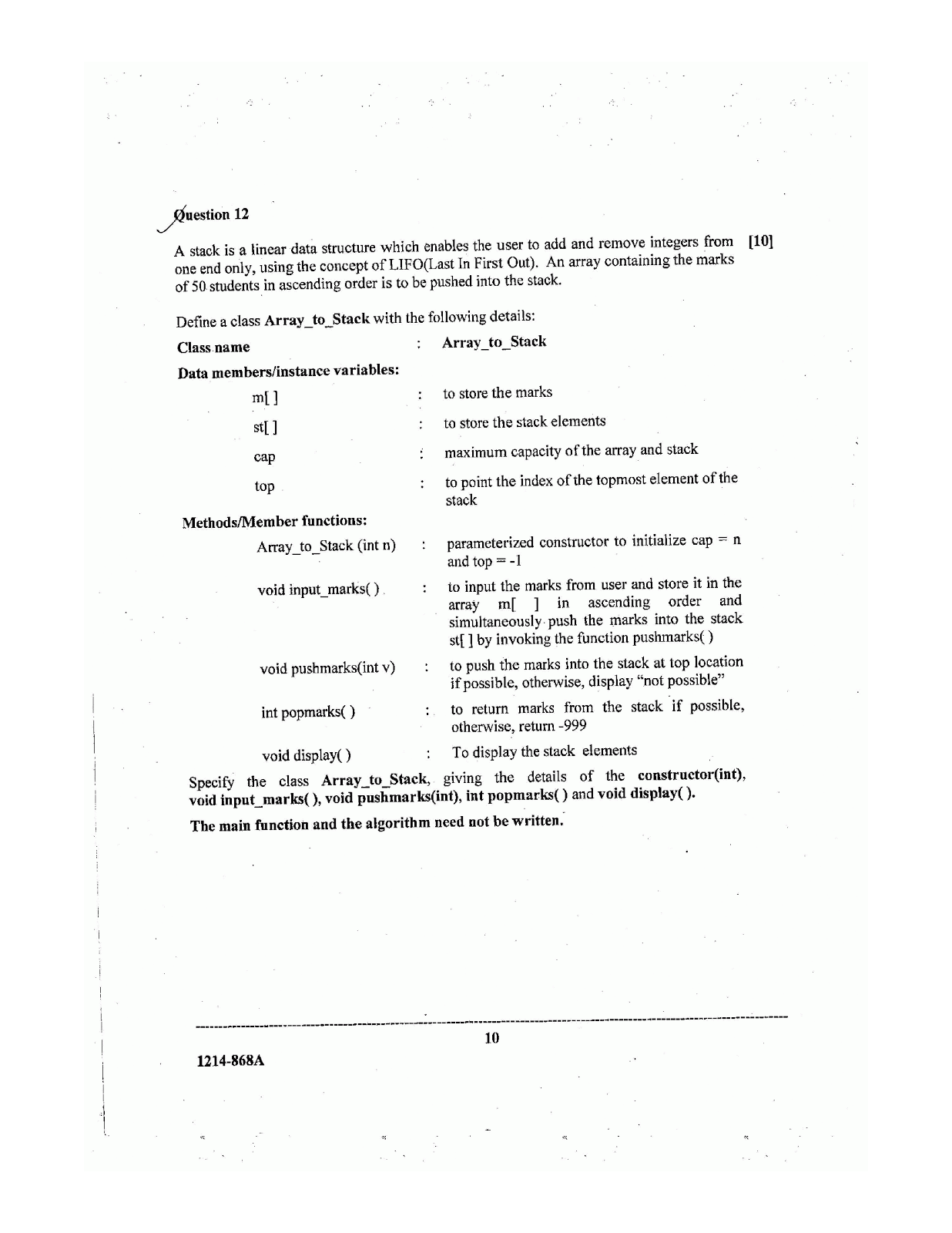 isc 2014 class 12th computer science question paper isc 2014 class 12th computer science question paper