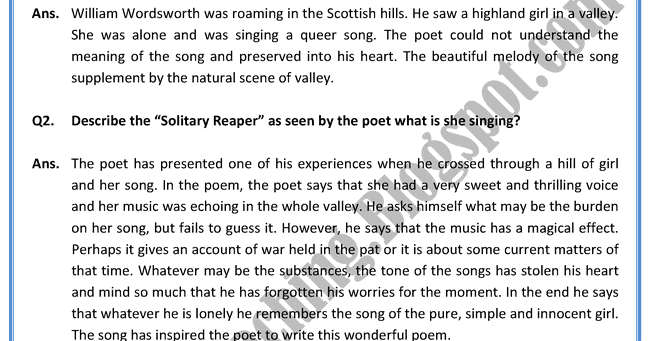 Solitary reaper analysis picture