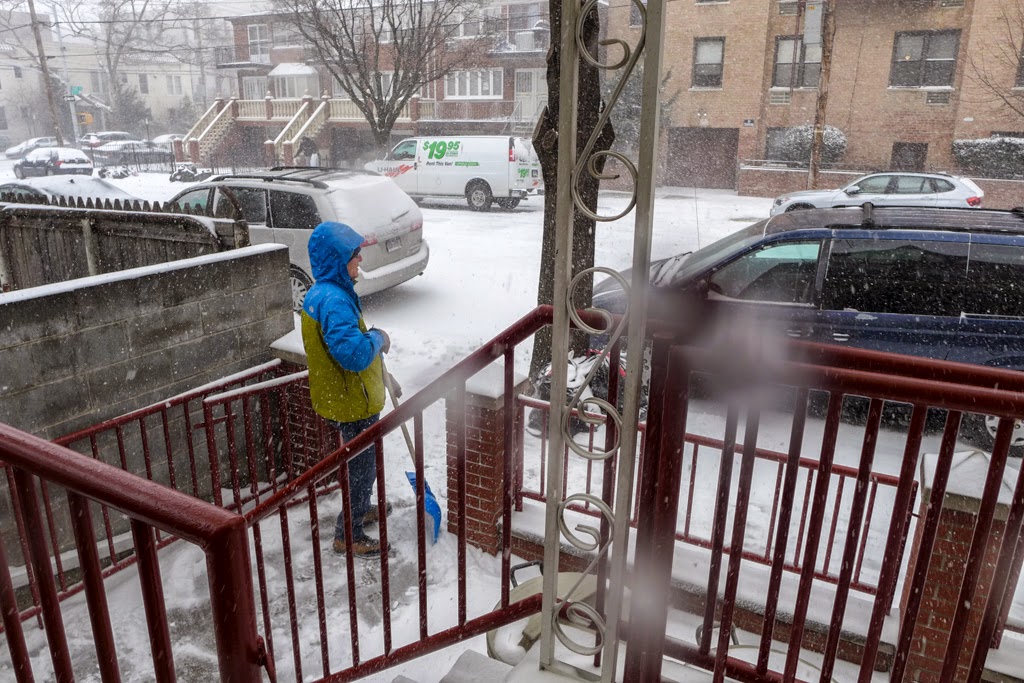 Brooklyn New York snow in January Pedro shovels