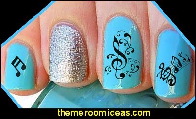 Decorating Theme Bedrooms - Maries Manor: Nail Art - Music Themed Sheet Music Notes Water Slide Nail Art Decals Set - Decorating Theme Bedrooms - Maries Manor: Nail Art - Music Themed