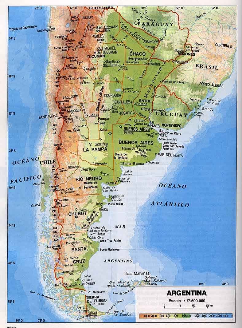 Argentina Mapa Montañas