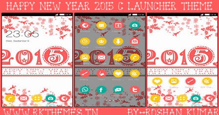 Happy New Year 2015 C-Launcher Theme for Nokia X, Nokia XL, Samsung, Samsung Galaxy, Samsung