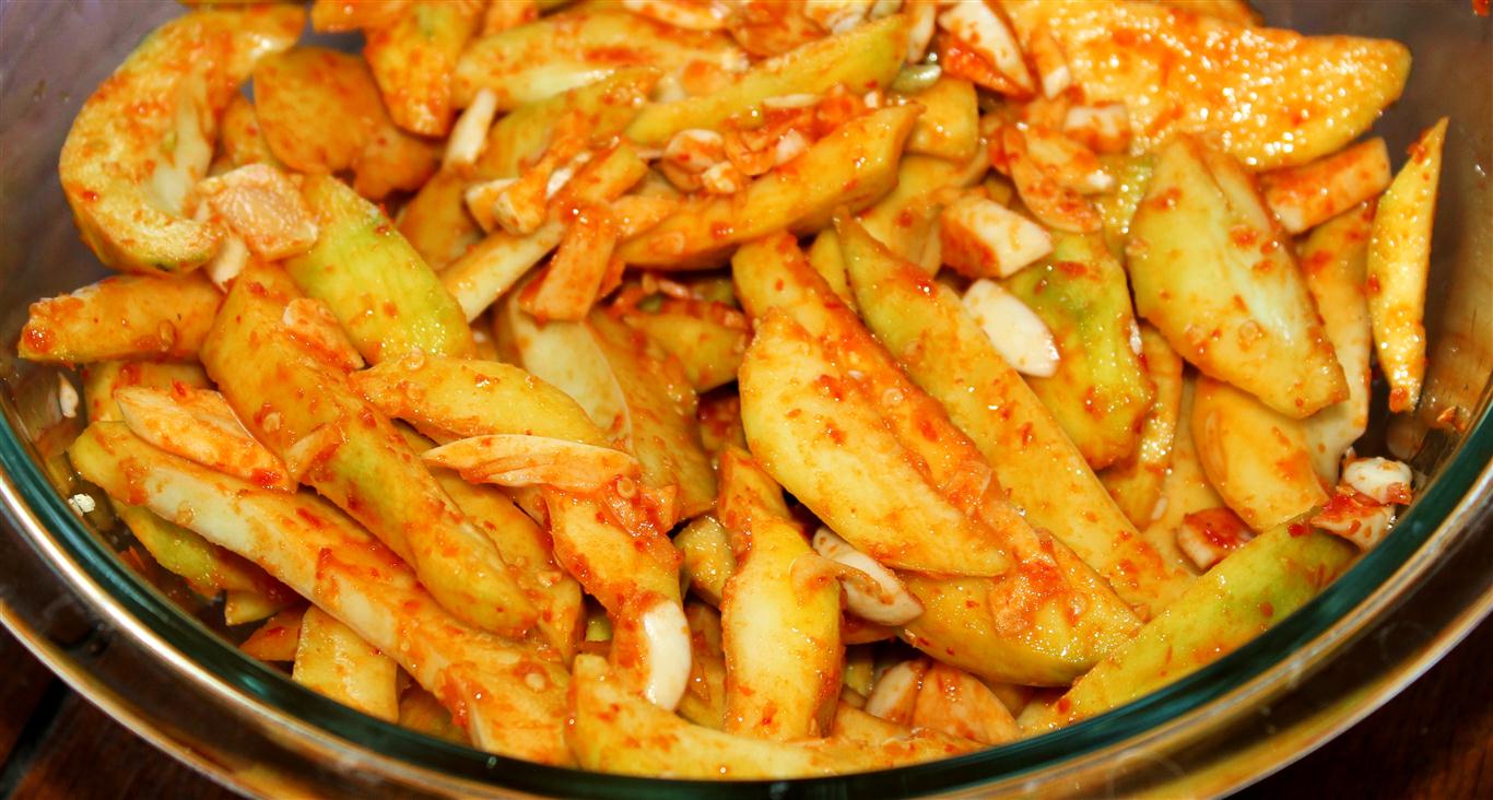 Guam Firehouse Cook Fresh Mango and Hot Pepper