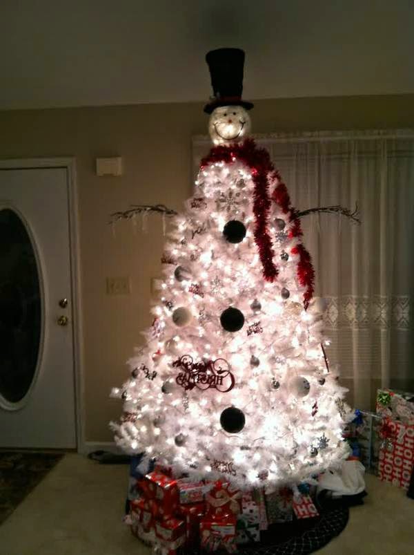 DIY White Christmas Tree Snowman