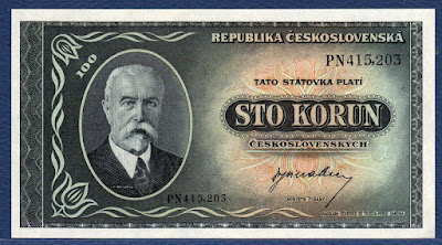 Czechoslovakian banknotes money 100 korun banknotes notes