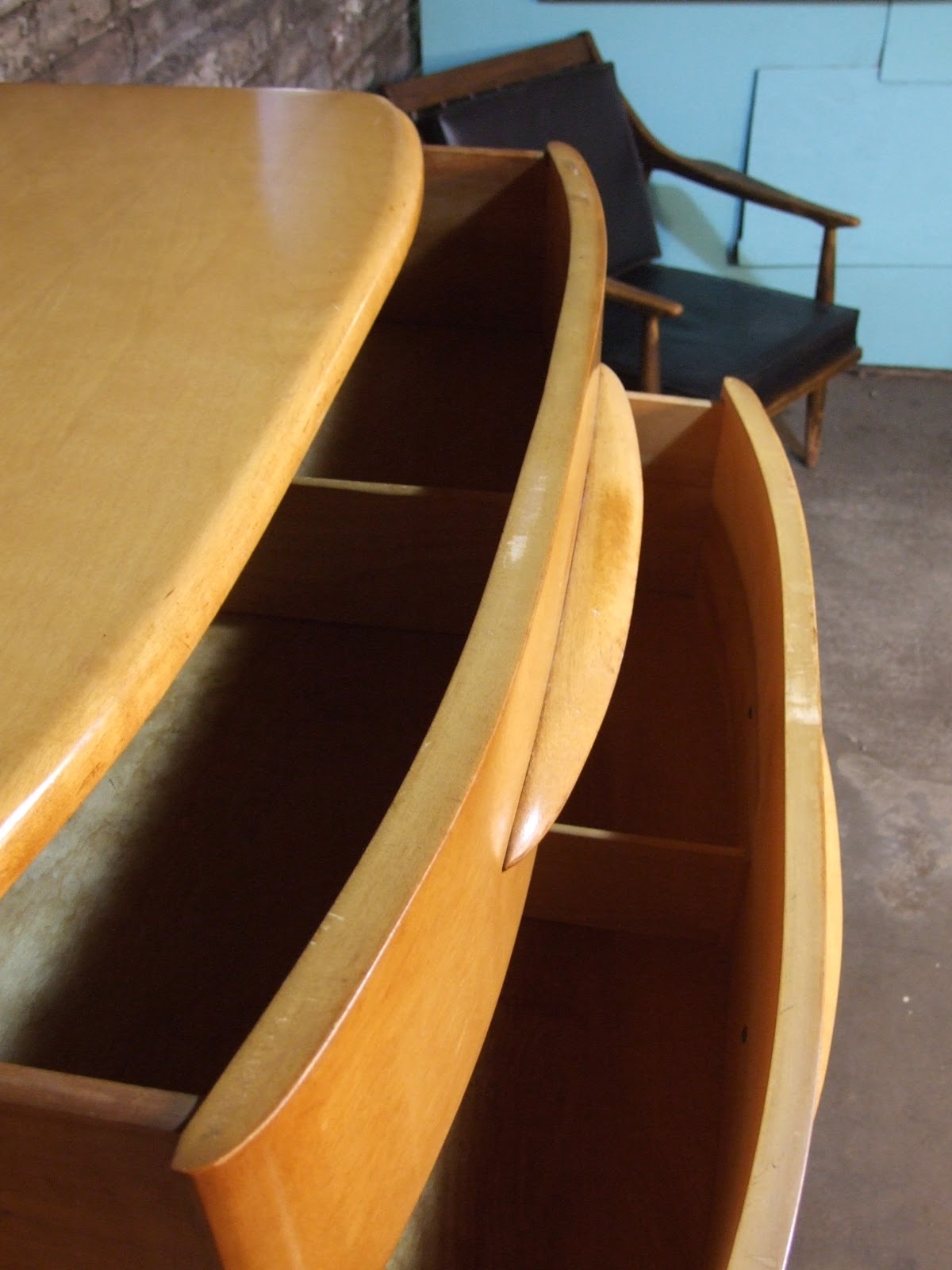 Mid Century Chicago Heywood Wakefield "Plaza" Wheat Highboy Dresser