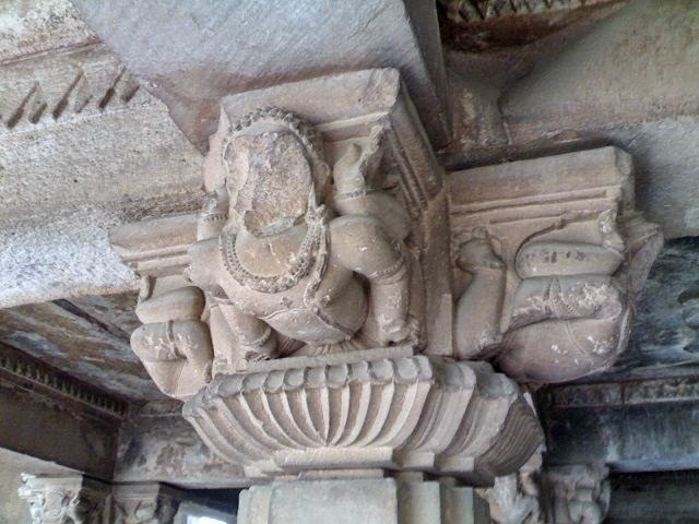 Beautiful Hindu motif on one of the pillars destroyed and used in the contruction in the Minar complex
