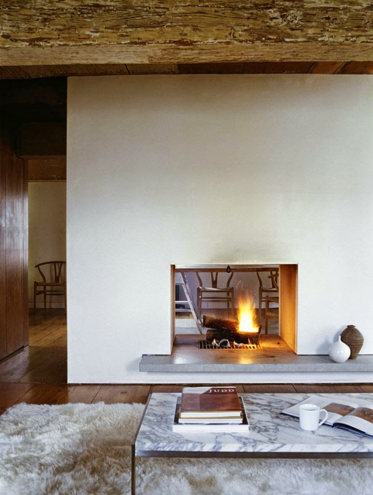 chimenea con dos aberturas generando espacios