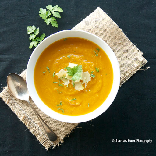 Roasted Pumpkin Soup with Aged Cheddar