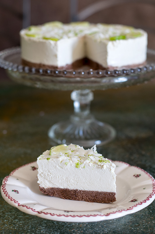 Raw lime cake one piece side front
