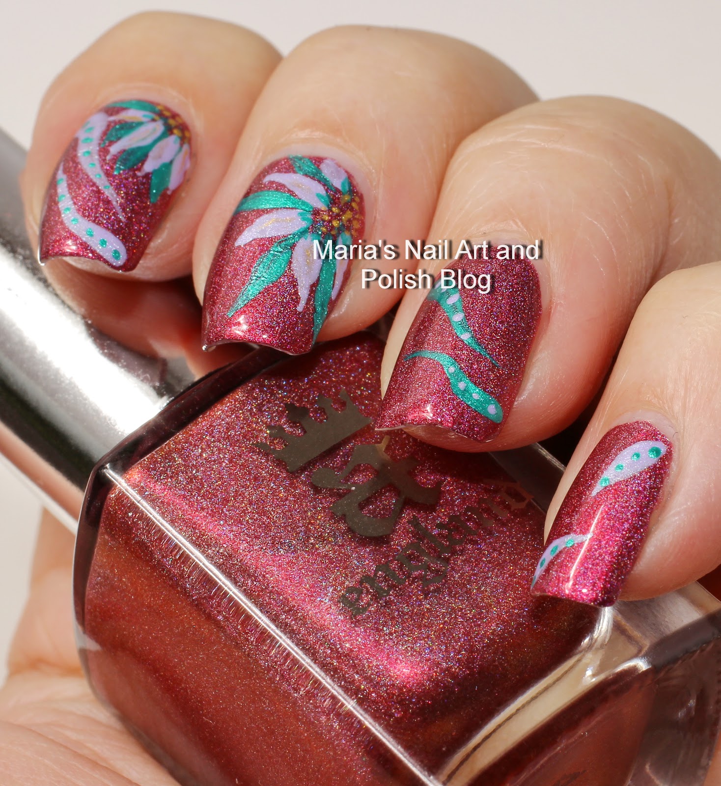 Marias Nail Art and Polish Blog Abstract floral nail art on Briar Rose