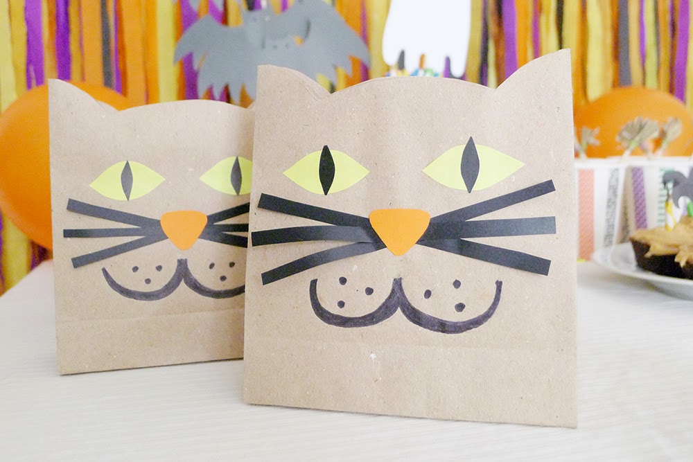 The Pink Doormat Halloween Cat Paper bags