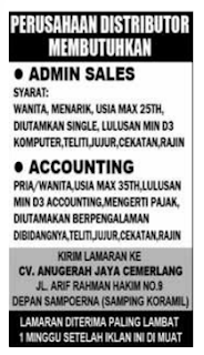 Recruitment CV. Anugerah Jaya Cemerlang Bandar Lampung