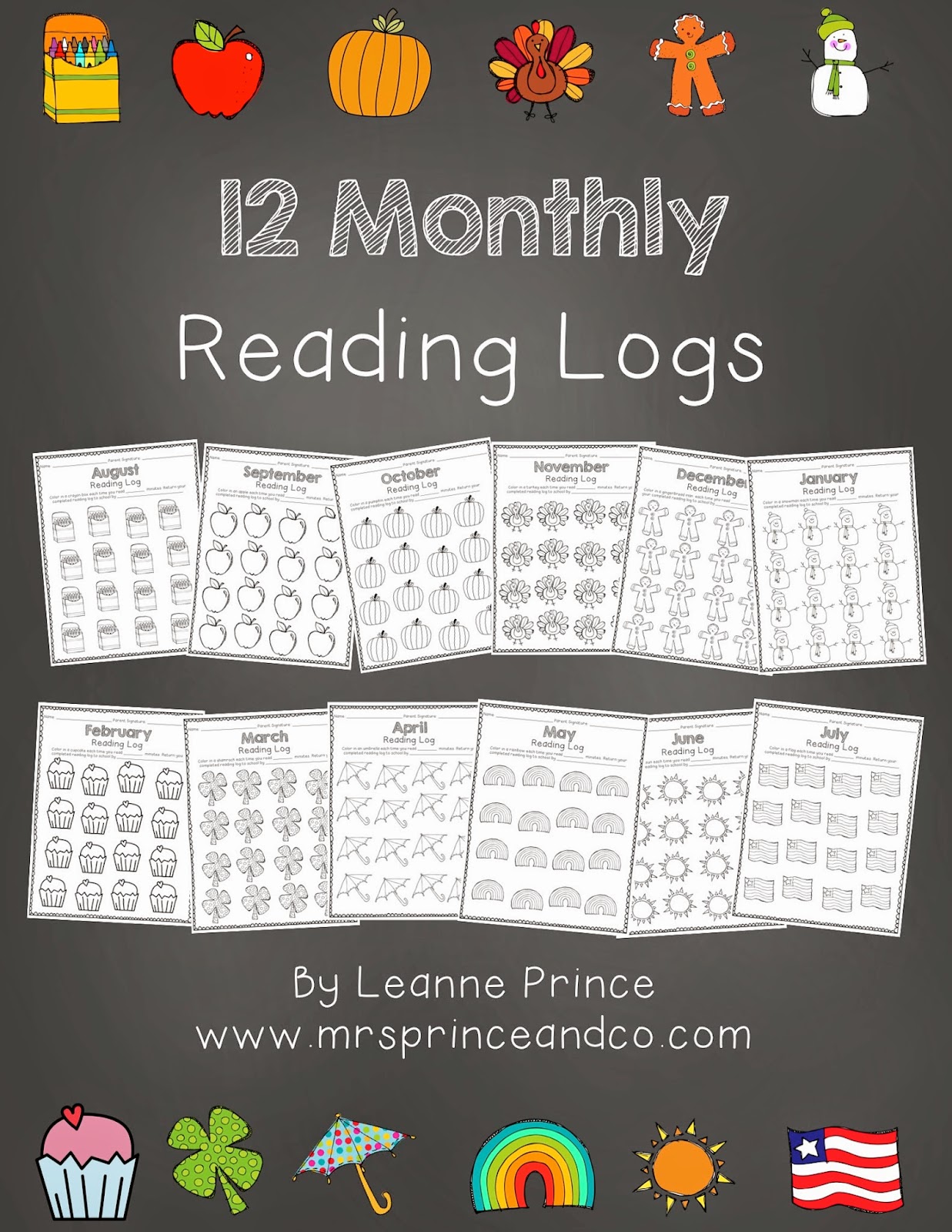 http://www.teacherspayteachers.com/Product/A-Year-of-Monthly-Reading-Logs-901034