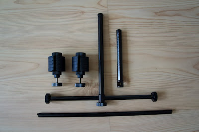 T-bar, counterweights and optional short vertical bar on the right