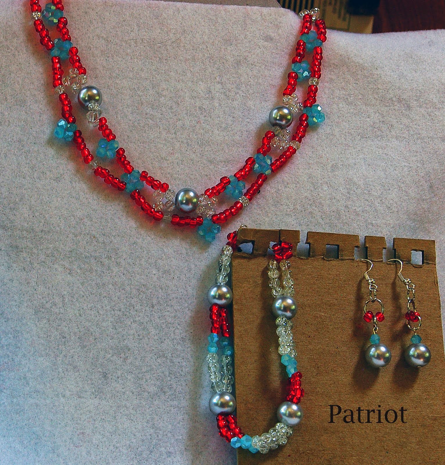 Patriot necklace, earrings, and bracelet