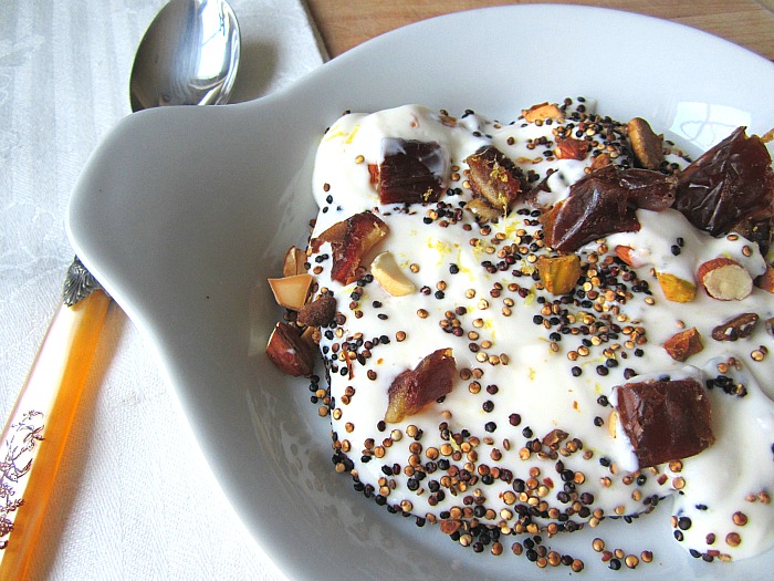 Good Morning Sunshine Greek Yogurt w/ Toasted Quinoa & Dates