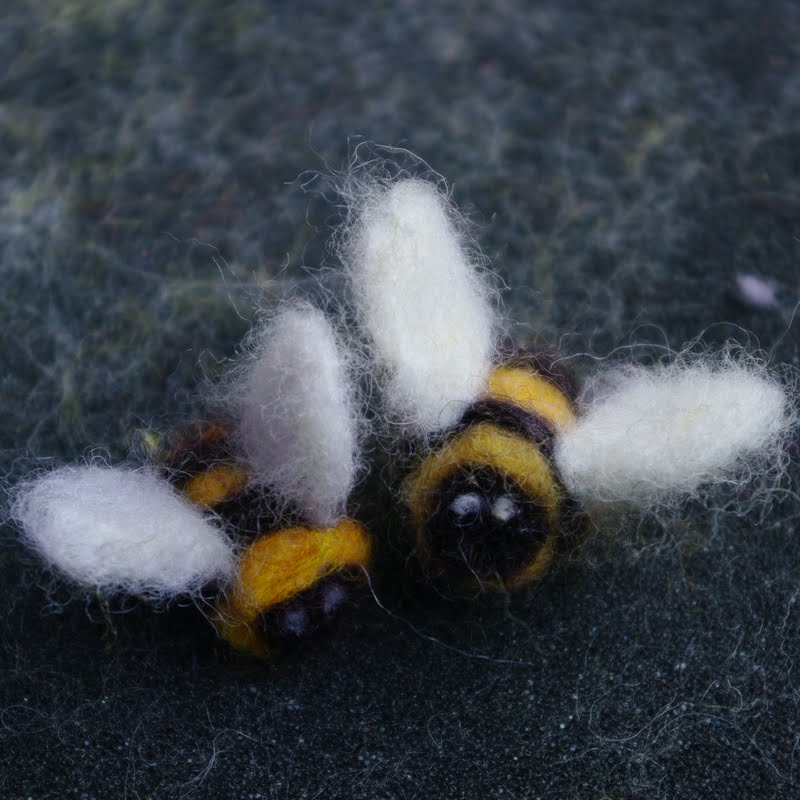 passengers on a little spaceship needle felted bees a great beginners needling project