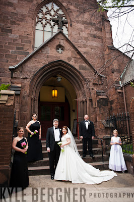 Bridalparty outside of Grace and St. Peter's Church in Mt. Vernon Baltimore