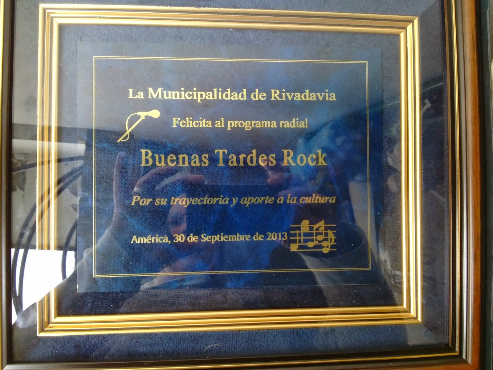 Reconocimiento de La Municipalidad de Rivadavia y Secretaria de Cultura a Buenas Tardes Rock