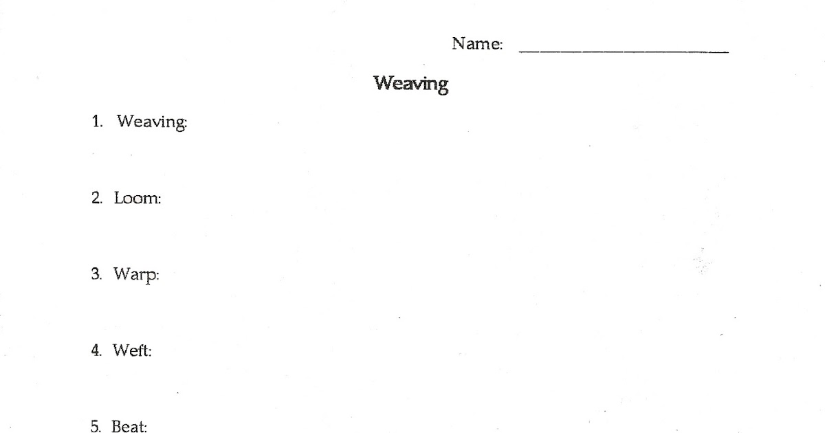 No Corner Suns Weaving Vocabulary Page