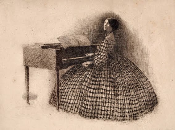 Blanche at square piano