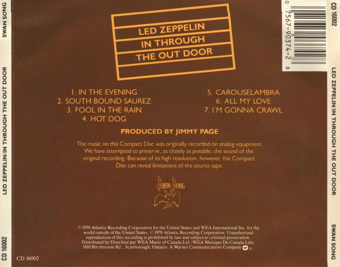ZEPPELIN ROCK Led Zeppelin In Through the Out Door (1979) Crítica