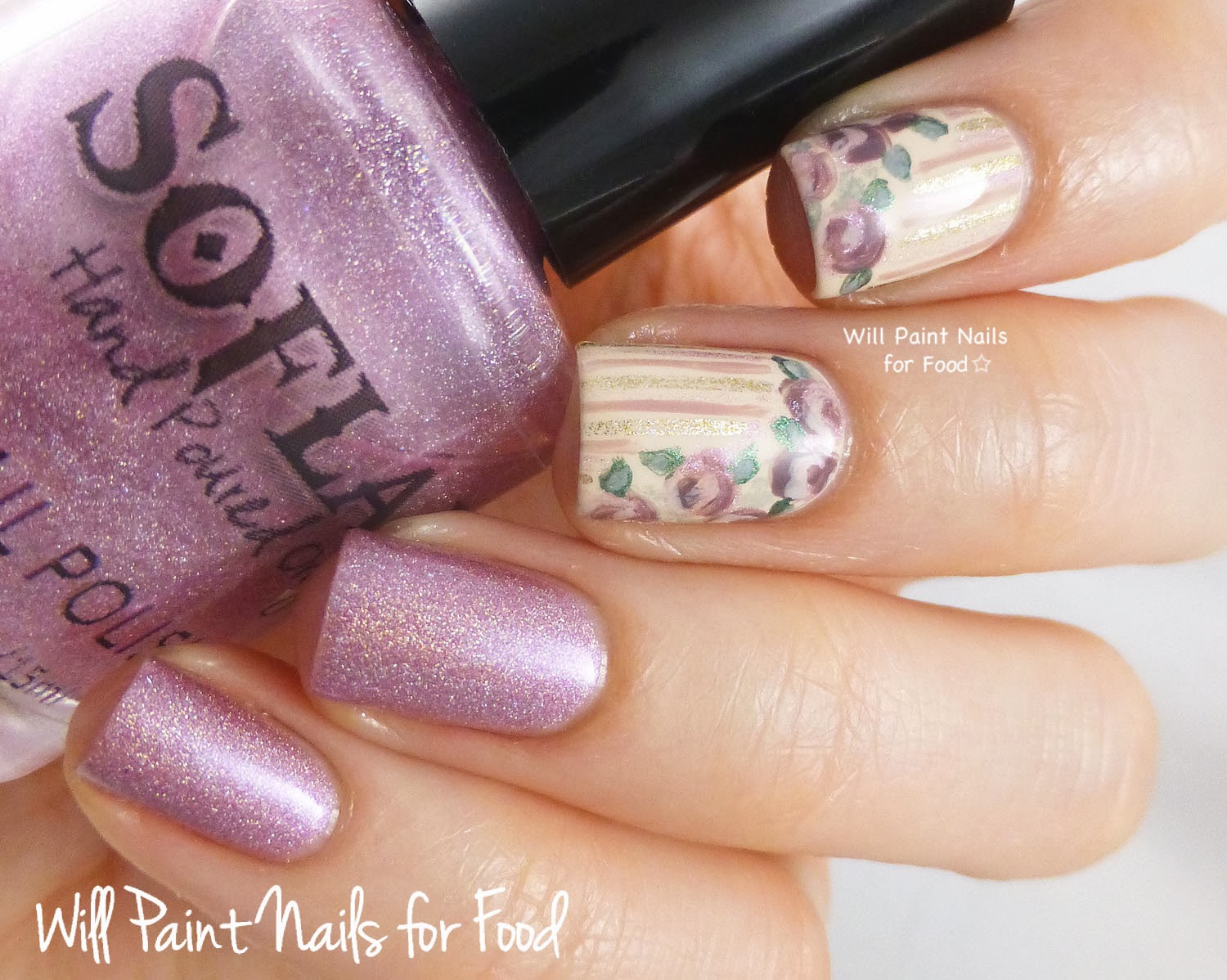 Will Paint Nails for Food The Digital Dozen Does Vintage Victorian Floral with SoFlaJo Pink