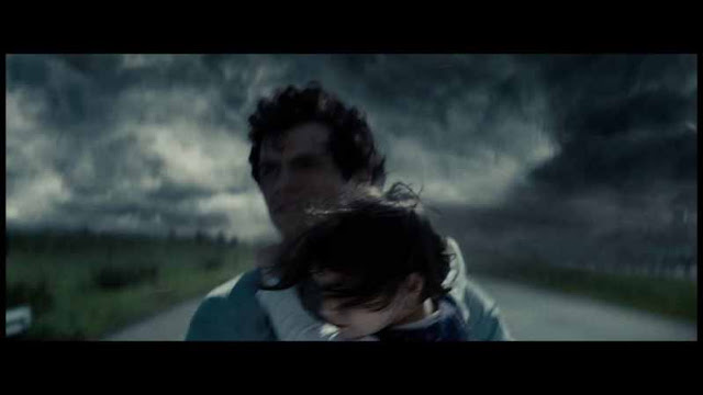 Man of Steel Clark Kent Saves Boy tornado dust storm clouds