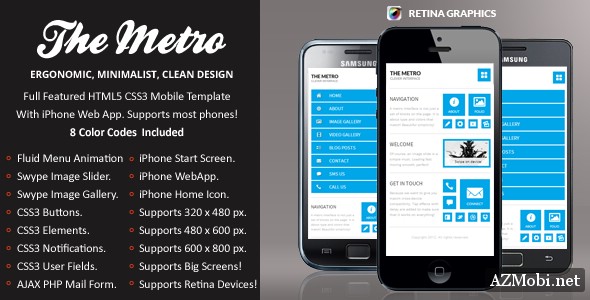 The Metro Mobile Retina | HTML5 & CSS3 And iWebApp